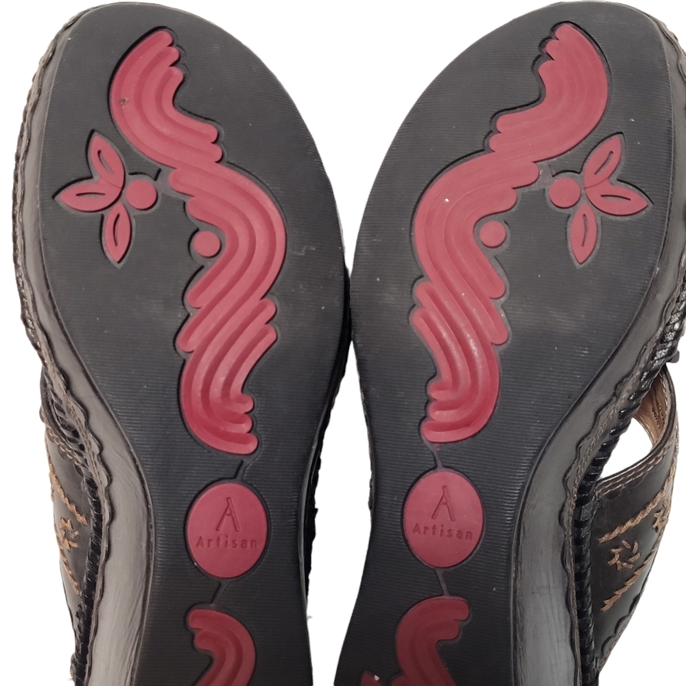 Clarks Artisan Women's Brown Leather Wedge Sandals - Picture 8 of 10